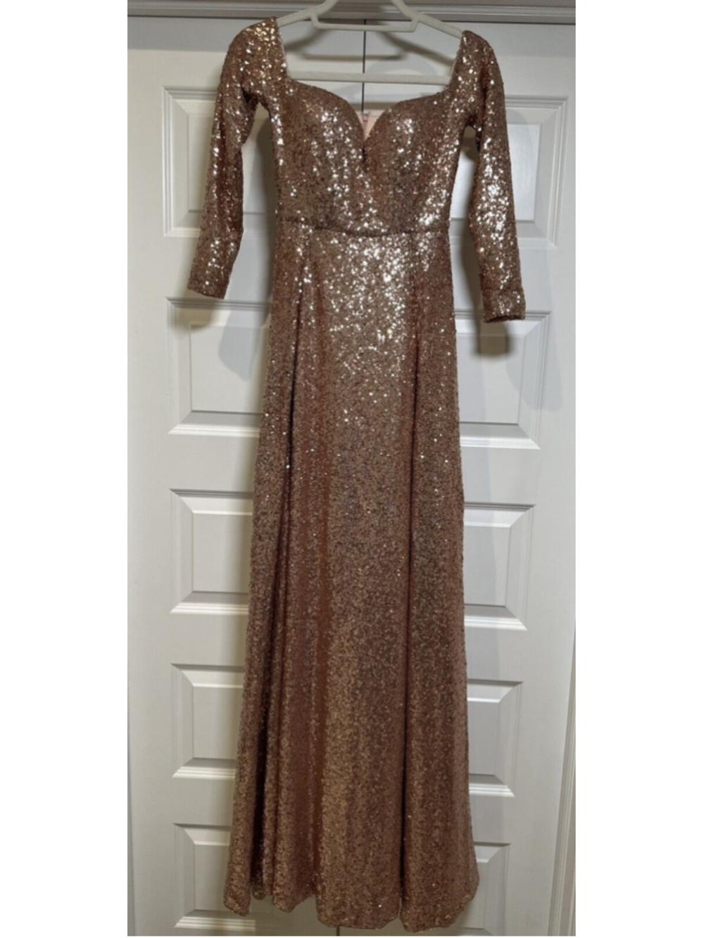 ALAMOUR THE LABEL Rose Gold Sequin Full Length Gown Size XS